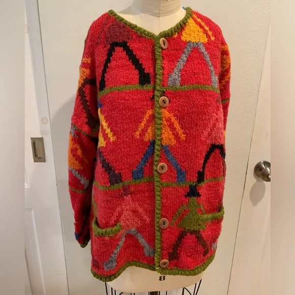Colorful Geometric Patterned Cardigan - Picture 3 of 6